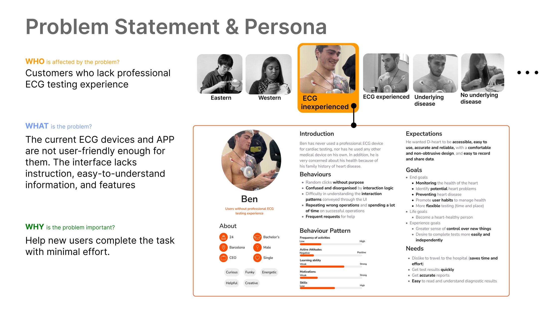 Problem statement and persona board: user segmentation and the primary persona, Ben